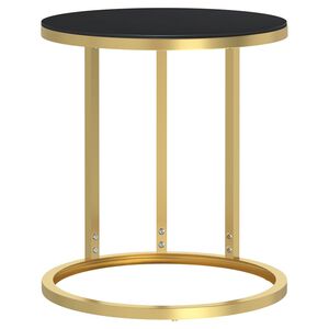 vidaXL Table d'appoint Dor&eacute; et noir 45 cm Verre tremp&eacute;