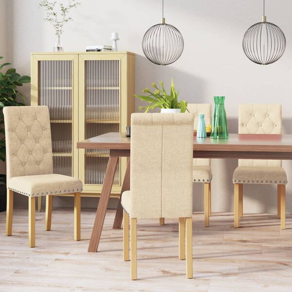 vidaXL Chaises &agrave; manger lot de 4 cr&egrave;me tissu