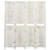 vidaXL Cloison de s&eacute;paration 4 panneaux Blanc antique 140x165 cm Bois