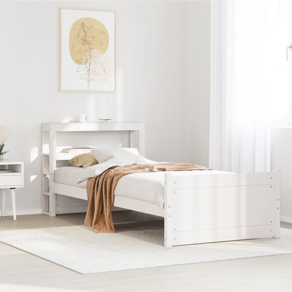 vidaXL Cadre de lit avec t&ecirc;te de lit sans matelas blanc 90x190 cm