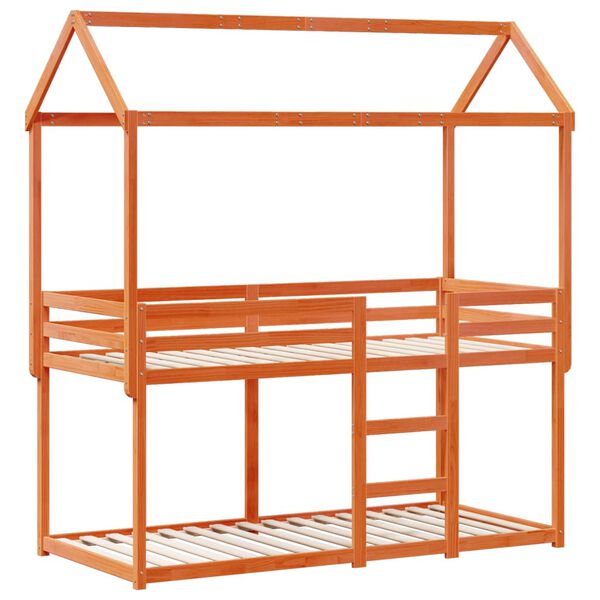 vidaXL Lit superposé sans matelas cire marron 90x200 cm pin massif