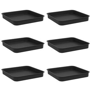 vidaXL Plateau carr&eacute; &agrave; fleurs 6 pcs Noir 15 x 15 x 2 cm Plastique