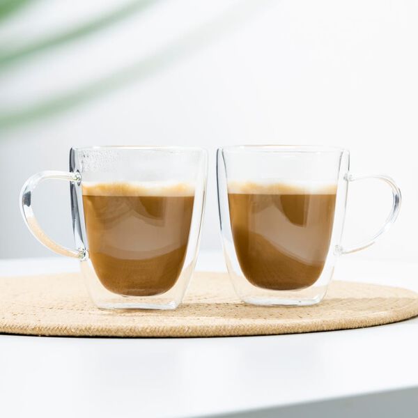 HI Ensemble de verres &agrave; cappuccino 2 pcs 270 ml transparent
