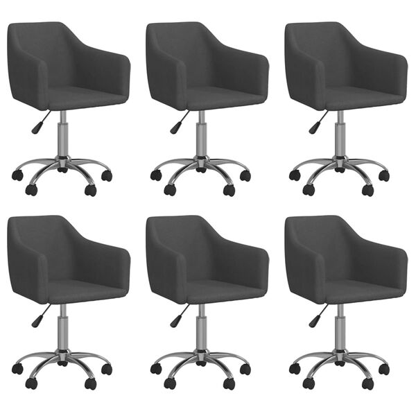 vidaXL Chaises pivotantes &agrave; manger lot de 6 Gris fonc&eacute; Tissu