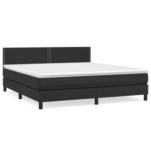 vidaXL Sommier &agrave; lattes de lit avec matelas Noir 180x200 cm Similicuir