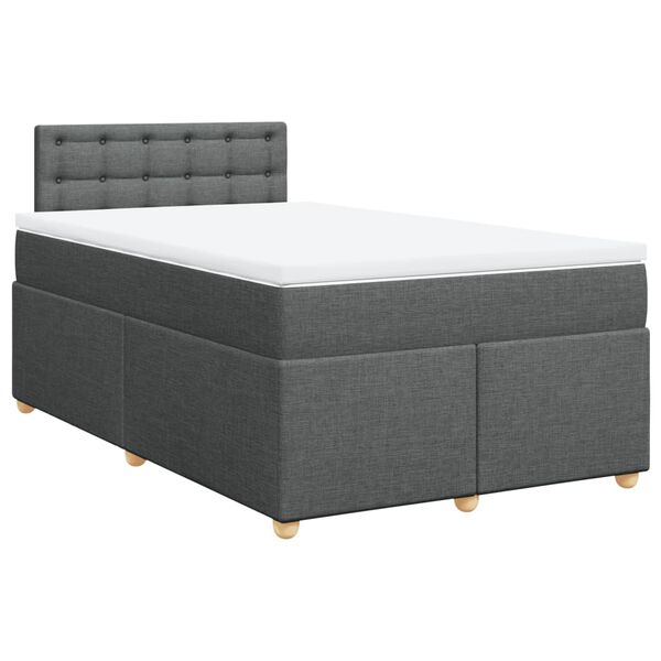 vidaXL Sommier &agrave; lattes de lit avec matelas gris fonc&eacute; 120x190cm tissu