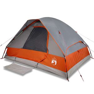 vidaXL Tente de camping &agrave; d&ocirc;me 2 personnes gris et orange imperm&eacute;able