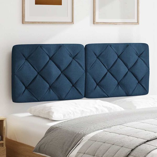 vidaXL Coussin de t&ecirc;te de lit bleu 120 cm tissu