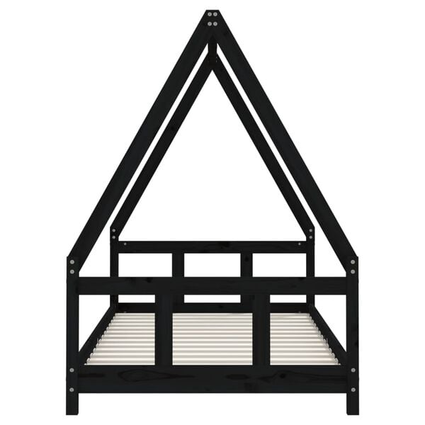 vidaXL Cadre de lit pour enfants noir 90x190 cm bois de pin massif