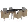 vidaXL Ensemble &agrave; manger de jardin et coussins 7 pcs beige poly rotin