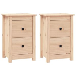 vidaXL Tables de chevet 2 pcs 40x35x61,5 cm Bois de pin massif