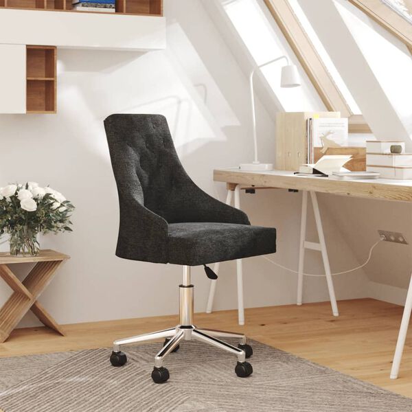 vidaXL Chaise pivotante de salle &agrave; manger Noir Tissu
