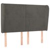 vidaXL T&ecirc;te de lit avec oreilles Gris fonc&eacute; 147x23x118/128 cm Velours