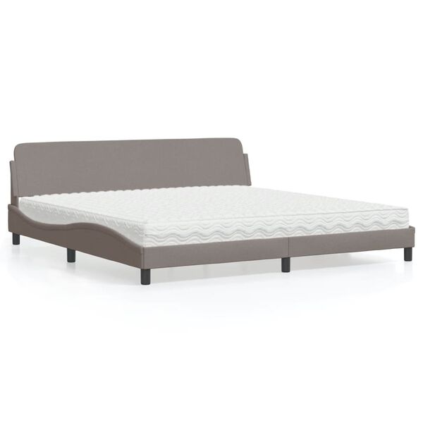 vidaXL Lit avec matelas Dover taupe 200x200 cm tissu