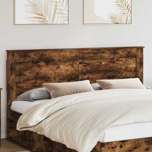 vidaXL T&ecirc;te de lit Ch&ecirc;ne fum&eacute; 200 cm Bois d'ing&eacute;nierie