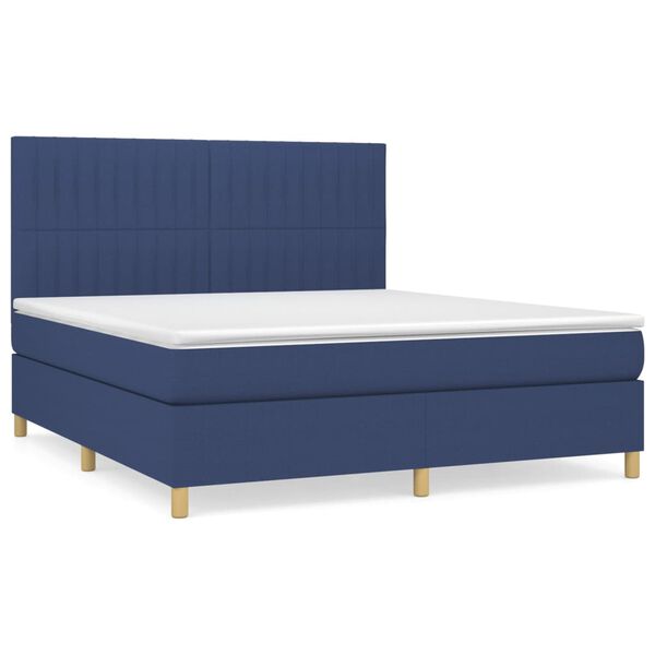 vidaXL Sommier &agrave; lattes de lit avec matelas Bleu 180x200 cm Tissu