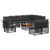 vidaXL Ensemble de canap&eacute;s d'ext&eacute;rieur 11 pcs Noir et Gris fonc&eacute;