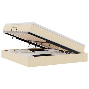 vidaXL Lit avec rangement et matelas Cr&egrave;me 180 x 200 cm Polyester