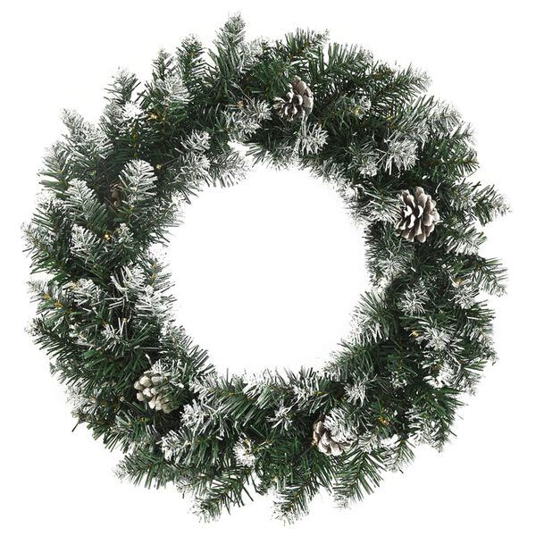 vidaXL Couronne de Noël avec lumières LED Vert 45 cm PVC