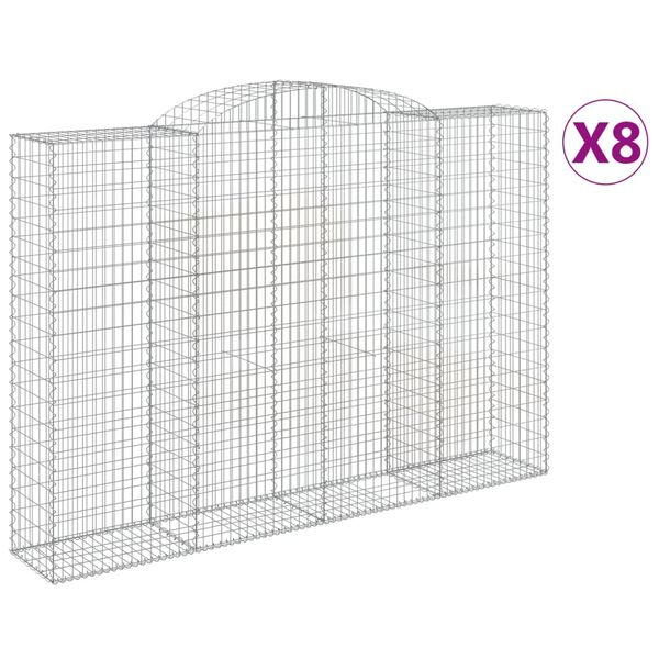vidaXL Paniers à gabions arqués 8 pcs 300x50x200/220 cm Fer galvanisé