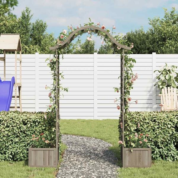 vidaXL Pergola de jardin avec jardini&egrave;re Gris Bois pin massif