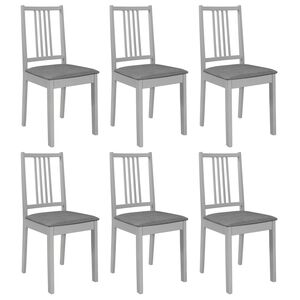 vidaXL Chaises &agrave; manger avec coussins lot de 6 gris bois solide
