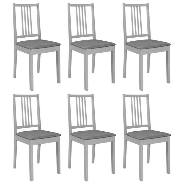 vidaXL Chaises &agrave; manger avec coussins lot de 6 gris bois solide