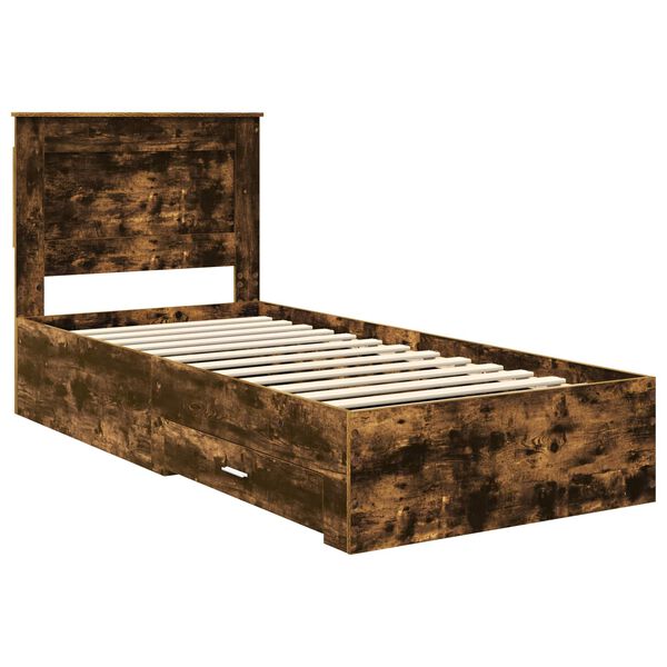 vidaXL Cadre de lit Ch&ecirc;ne Fum&eacute; et Argent 75 x 190 cm Bois d'ing&eacute;nierie