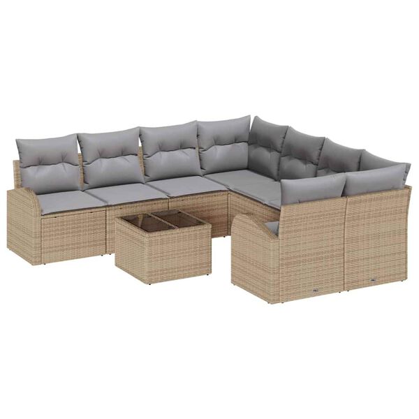 vidaXL Ensemble de canap&eacute; de jardin Beige 55 x 55 x 37 cm polyrotin