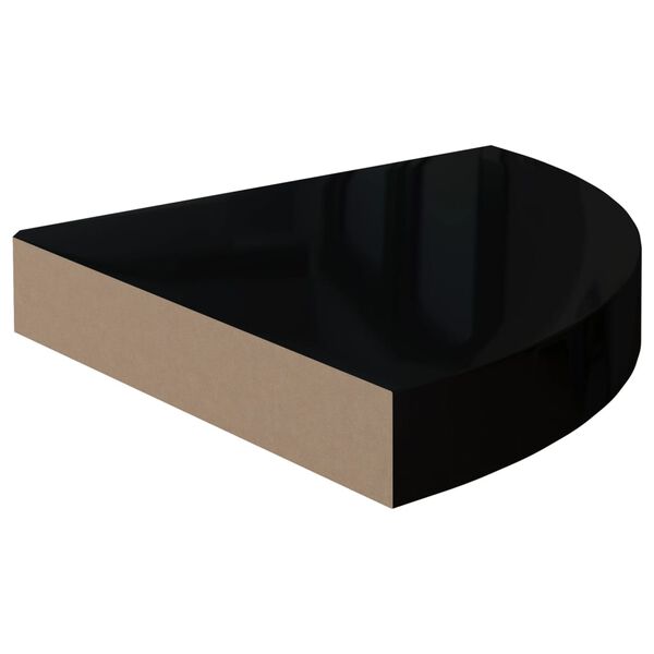 vidaXL &Eacute;tag&egrave;res d'angle flottantes 2pcs noir brillant 25x25x3,8cm MDF