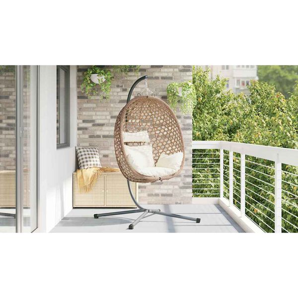 vidaXL Chaise suspendue Cr&egrave;me claire 104 x 100 x 191 cm polyrotin