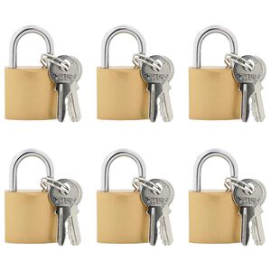 vidaXL U Lock avec Cl&eacute;s 6 pcs Laiton Fer