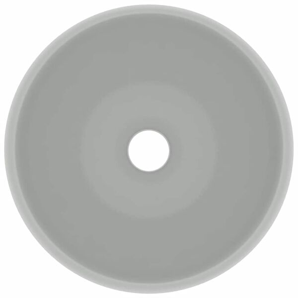 vidaXL Lavabo rond de luxe Gris clair mat 40x15 cm C&eacute;ramique