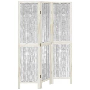 vidaXL Cloison de s&eacute;paration 3 panneaux blanc bois de paulownia massif
