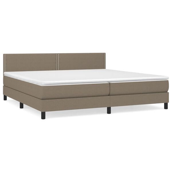 vidaXL Sommier &agrave; lattes de lit avec matelas Taupe 200x200 cm Tissu