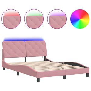 vidaXL Cadre de lit avec LED sans matelas rose 140x190cm velours