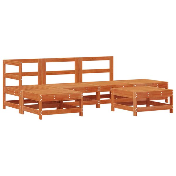 vidaXL Ensemble de salon de jardin 5 pcs Brun Cir&eacute; Pin massif