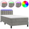 vidaXL Sommier &agrave; lattes de lit avec matelas et LED Gris clair 80x200cm