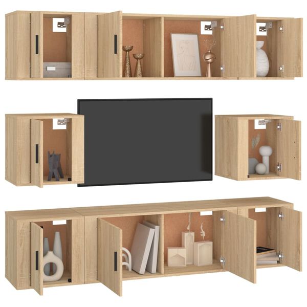vidaXL Ensemble de meubles TV 8 pcs Ch&ecirc;ne sonoma Bois d'ing&eacute;nierie
