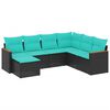 vidaXL Salon de jardin 7 pcs avec coussins noir r&eacute;sine tress&eacute;e
