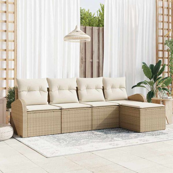 vidaXL Ensemble de canap&eacute; de jardin Beige polyrotin