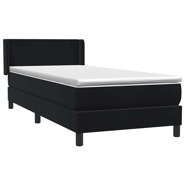 vidaXL Sommier &agrave; lattes de lit avec matelas noir 90x210 cm velours