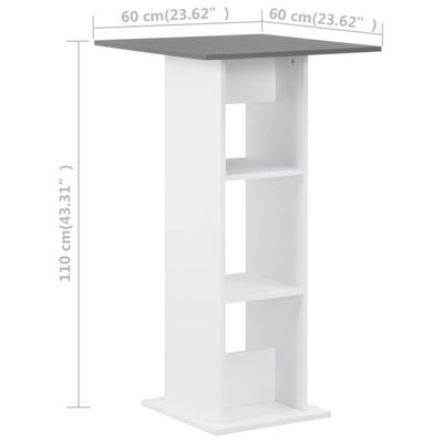 vidaXL Table de bar Blanc et gris anthracite 60x60x110 cm