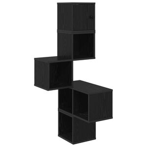 vidaXL &Eacute;tag&egrave;re d'angle murale Ch&ecirc;ne noir 48 x 48 x 120 cm