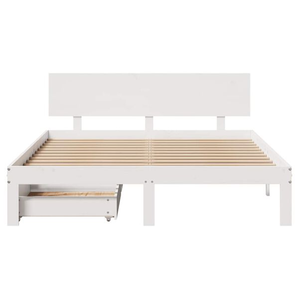 vidaXL Cadre de lit avec tiroirs sans matelas blanc 135x190 cm