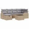 vidaXL Ensemble de canap&eacute; de jardin 7 pc Beige polyrotin