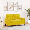vidaXL Canapé 2 places avec oreillers décoratifs jaune 120 cm velours