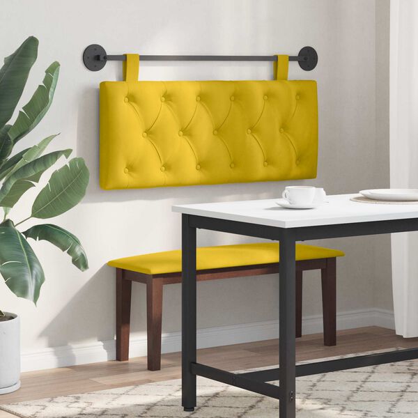 vidaXL T&ecirc;te de lit suspendue Jaune 110 x 55 x 7 cm Velours