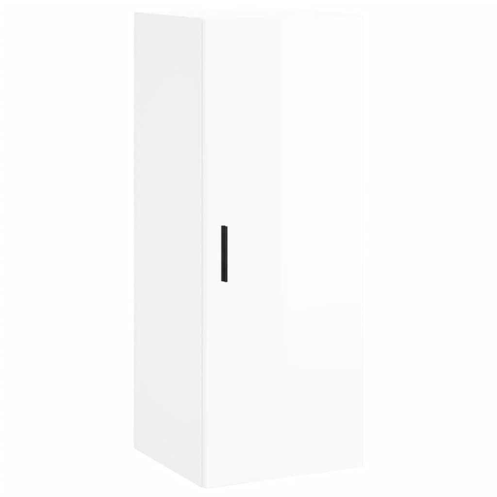 vidaXL Buffet haut Blanc brillant 34,5x34x180 cm Bois d'ingénierie