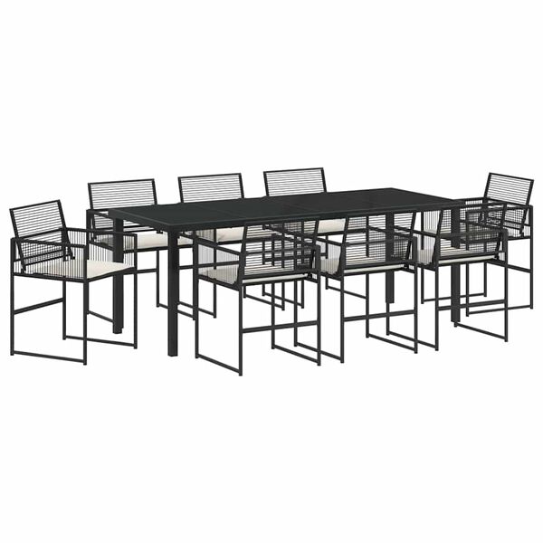 vidaXL Ensemble de salle &agrave; manger pour jardin 9 pcs Noir